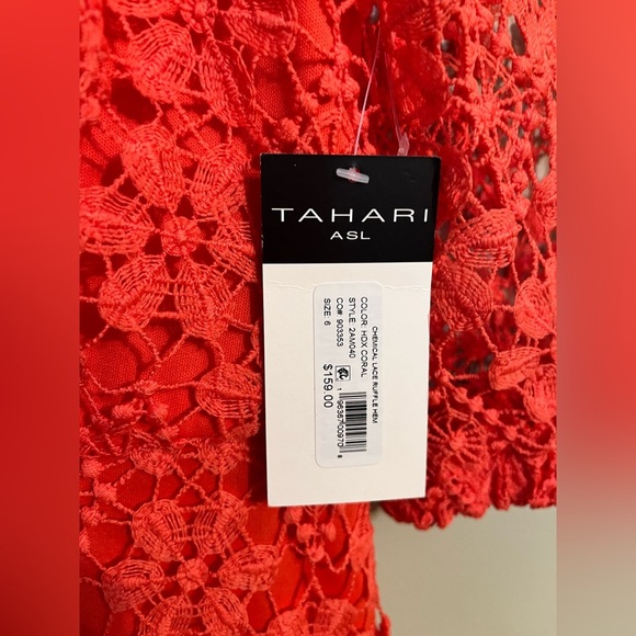 Tahari Womens Lace Tired Lined Square Neck Back Zip Mini Dress Party 6 NWT - Picture 10 of 14